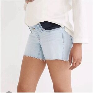 Madewell Women's‎ 31 Maternity Relaxed Mid-length Denim Shorts Light Blue